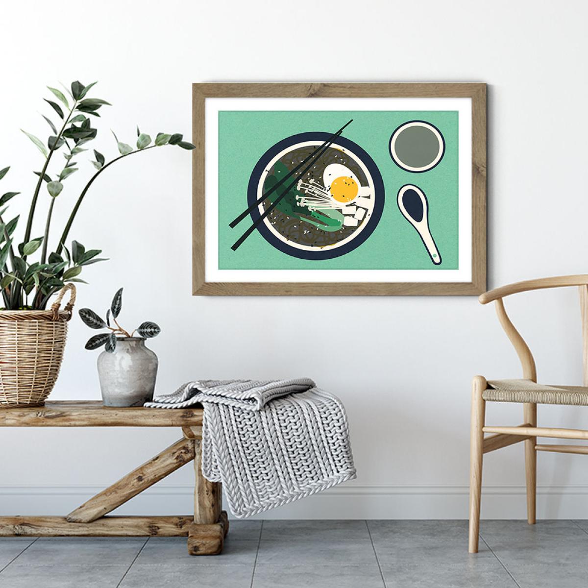 Breakfast at Mr Chan Art Print Oak Frame – image 2
