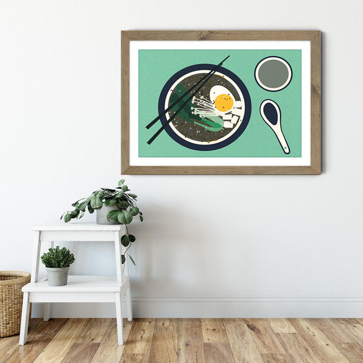 Breakfast at Mr Chan Art Print Oak Frame – image 3