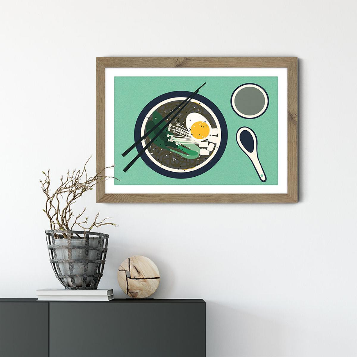 Breakfast at Mr Chan Art Print Oak Frame – image 4
