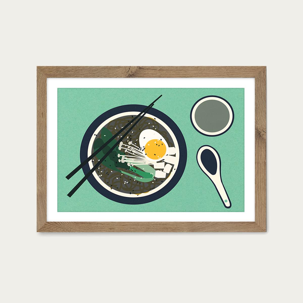 Breakfast at Mr Chan Art Print Oak Frame – image 1