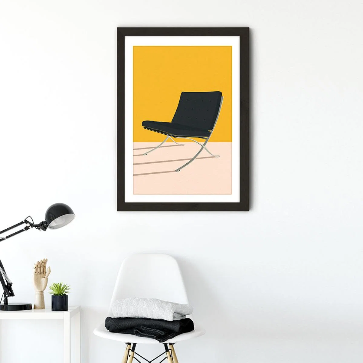 Barcelona Chair by Mies van der Rohe Art Print Black Frame – image 2