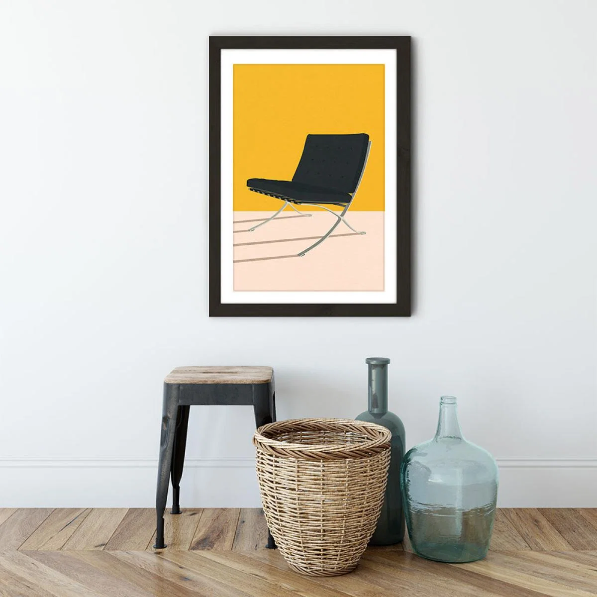 Barcelona Chair by Mies van der Rohe Art Print Black Frame – image 3