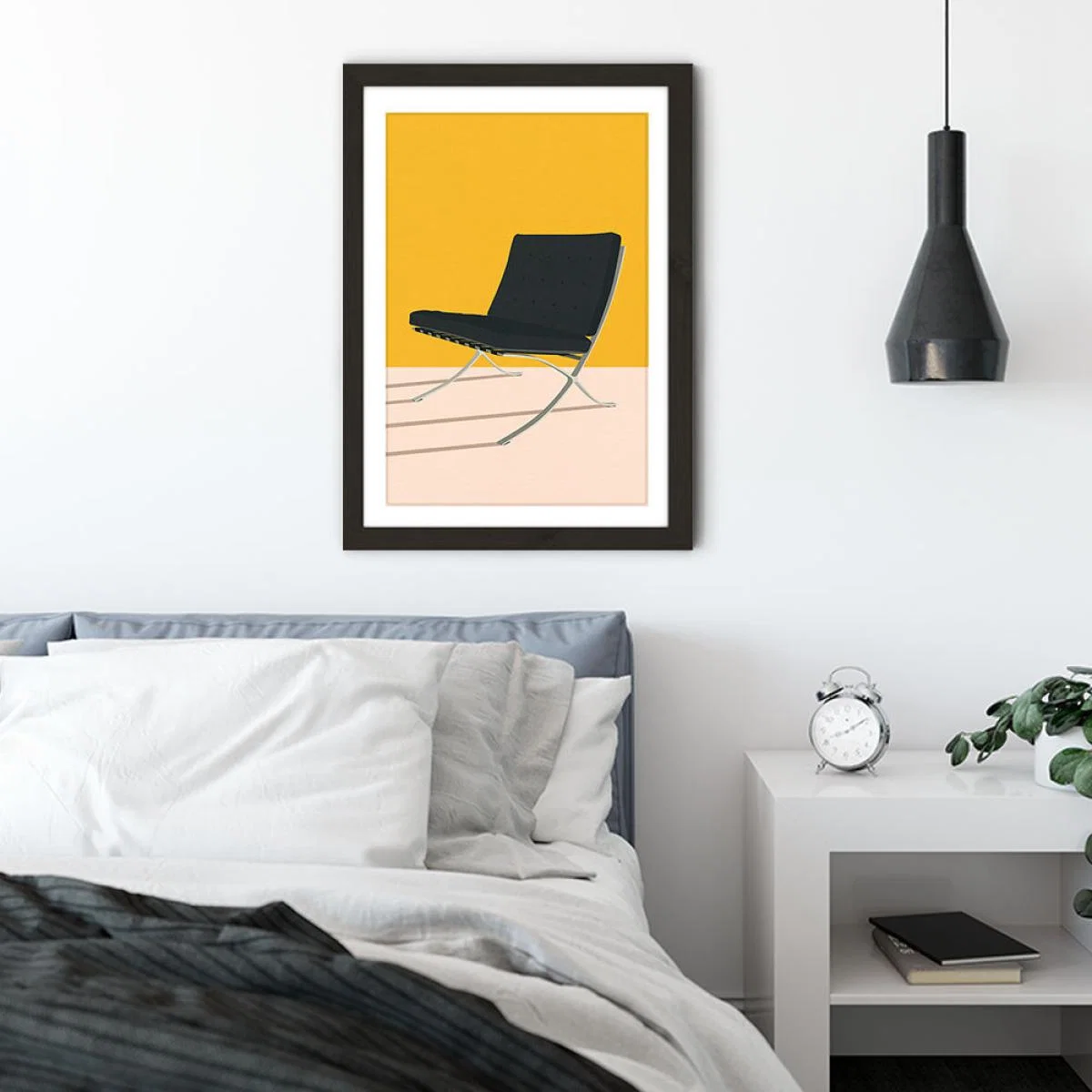 Barcelona Chair by Mies van der Rohe Art Print Black Frame – image 4