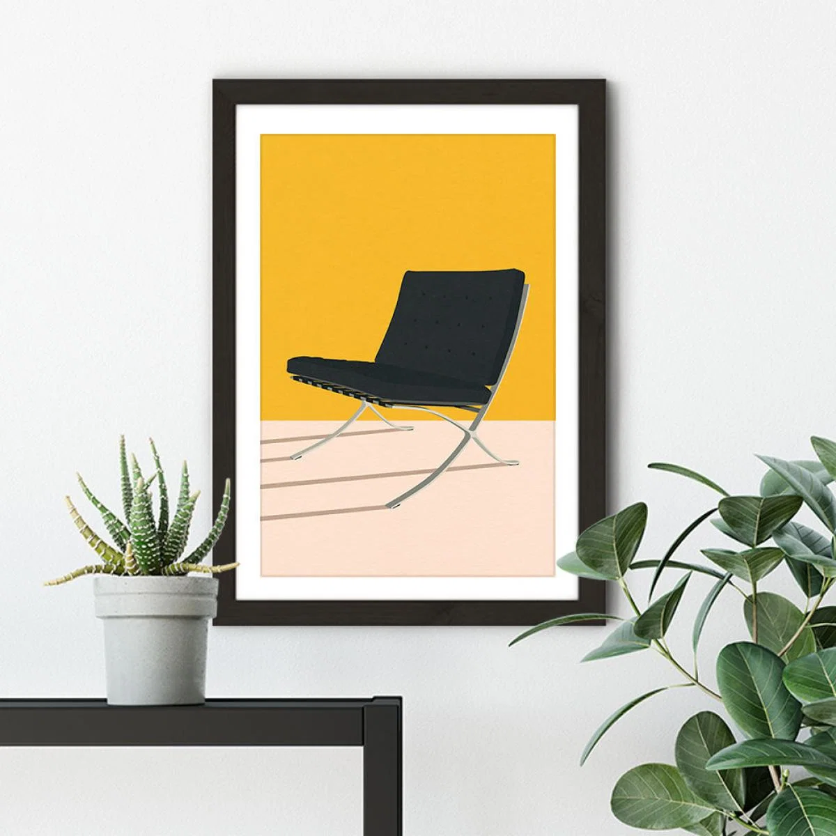 Barcelona Chair by Mies van der Rohe Art Print Black Frame – image 5
