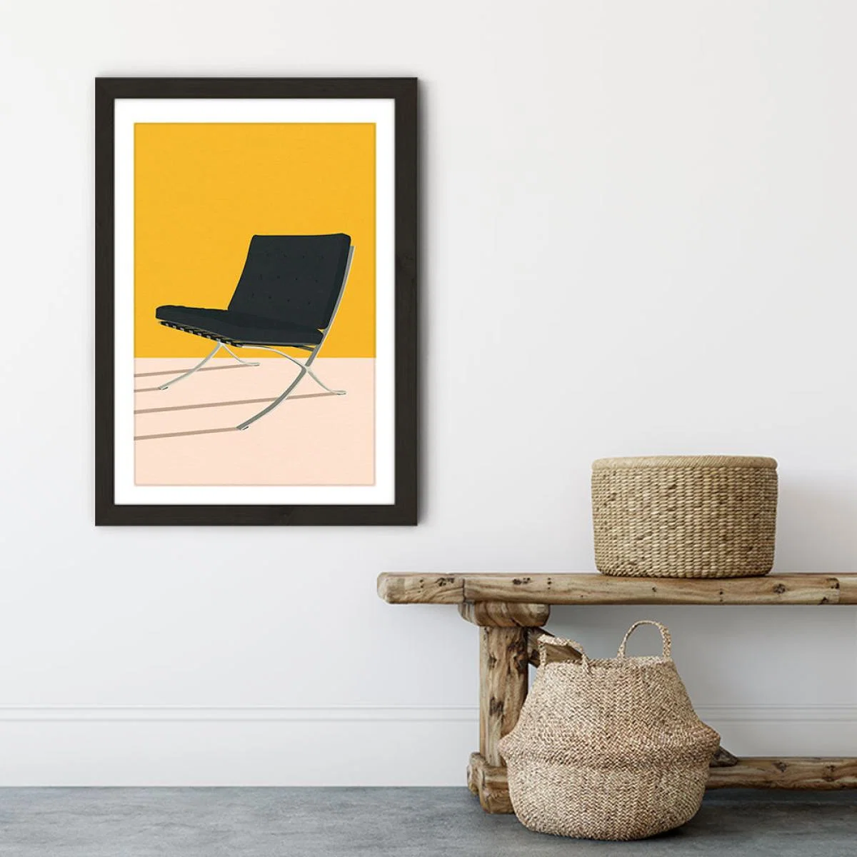 Barcelona Chair by Mies van der Rohe Art Print Black Frame – image 6