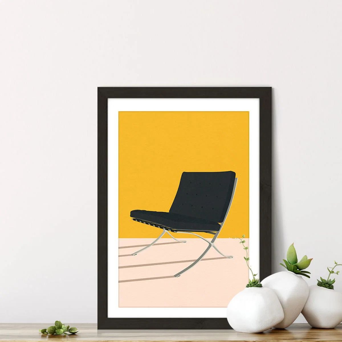Barcelona Chair by Mies van der Rohe Art Print Black Frame – image 7