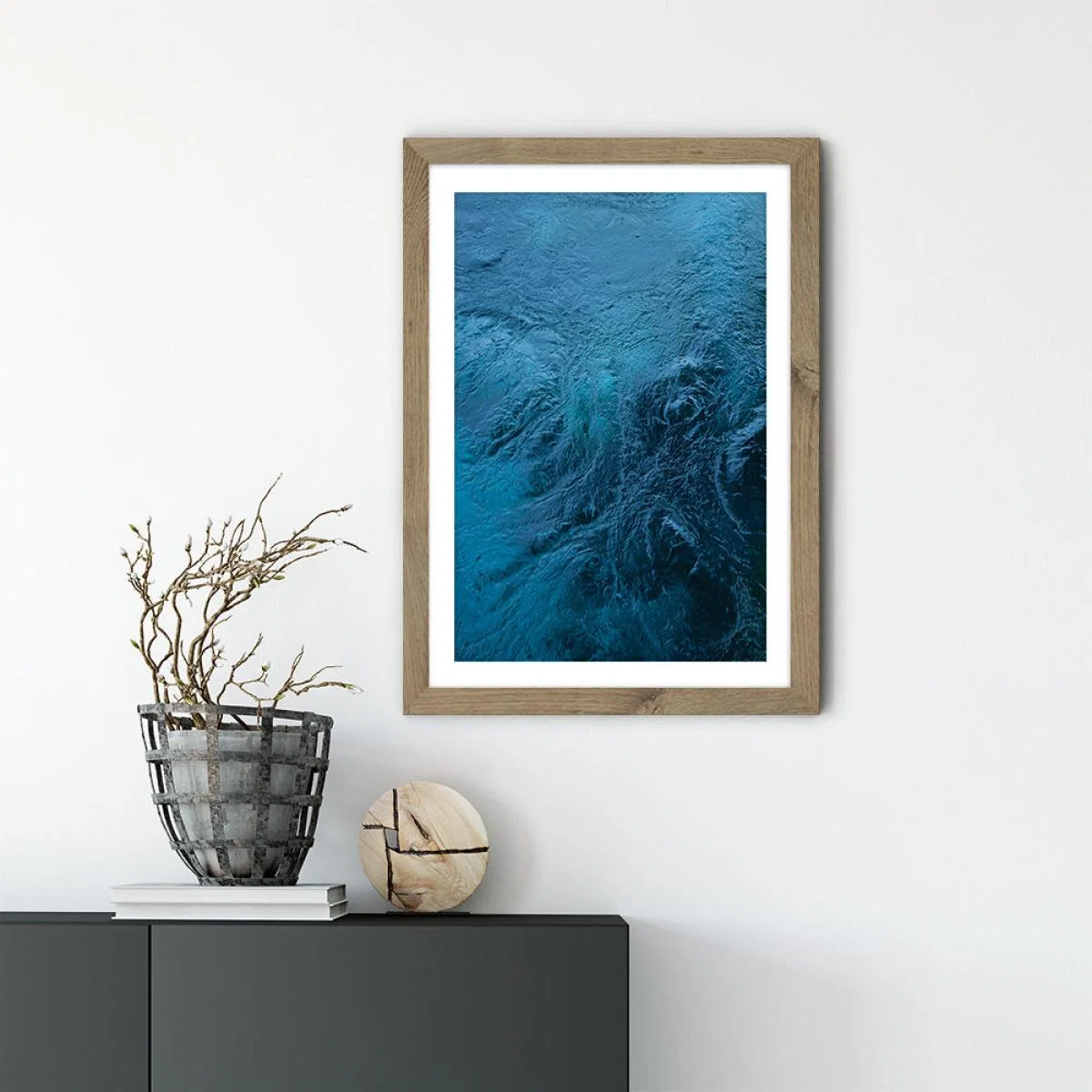 Planets Blue Eye Art Print Oak Frame – image 2