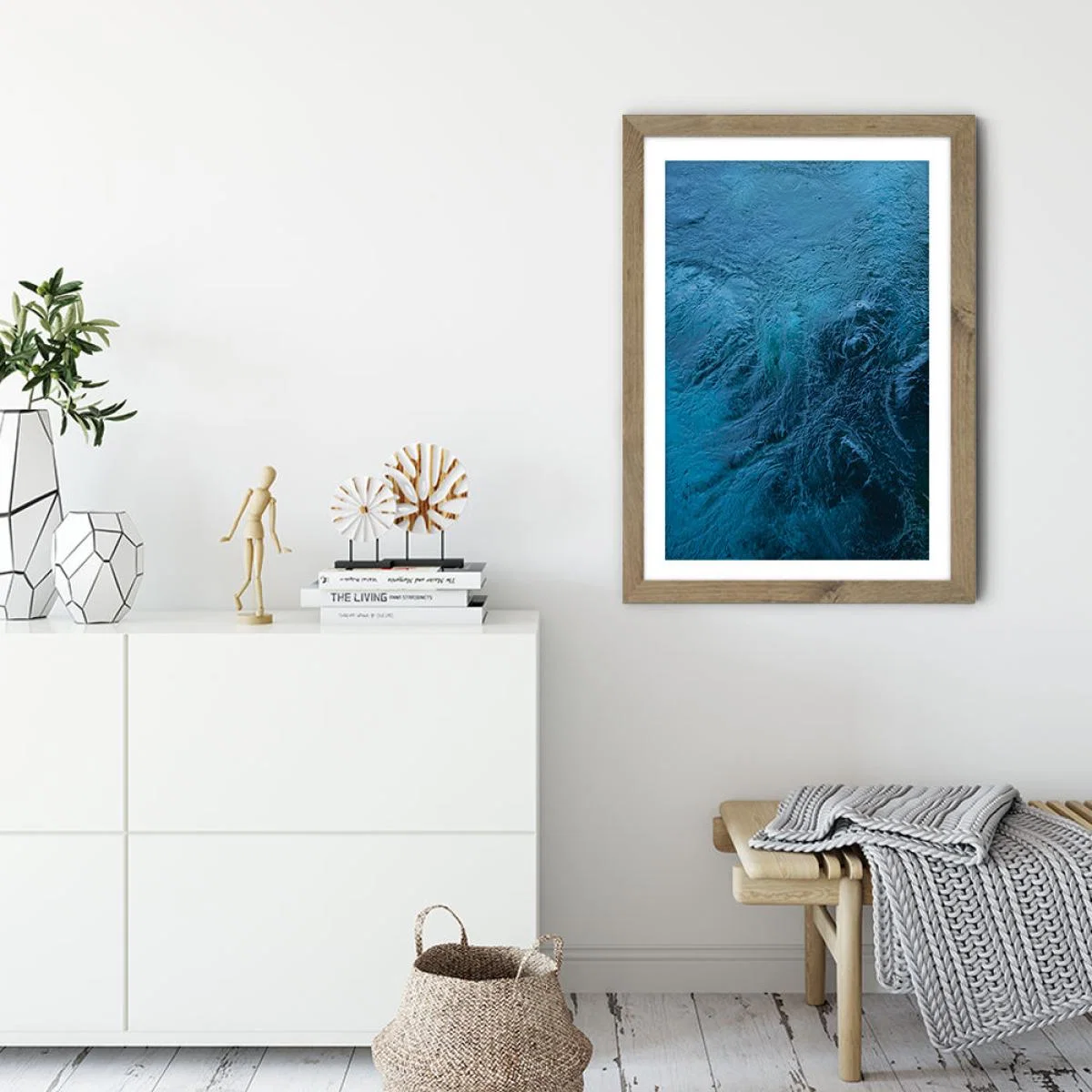 Planets Blue Eye Art Print Oak Frame – image 3
