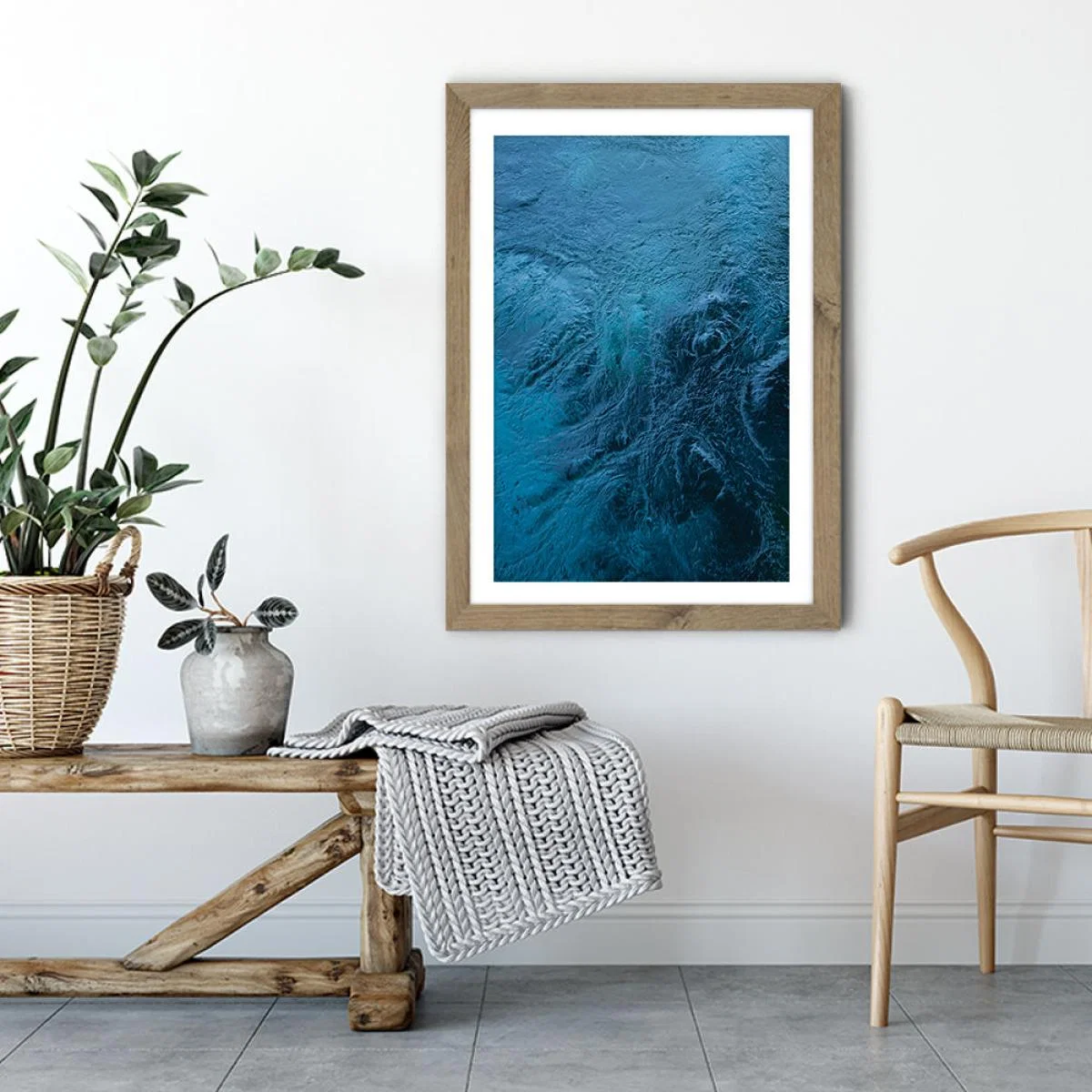 Planets Blue Eye Art Print Oak Frame – image 4