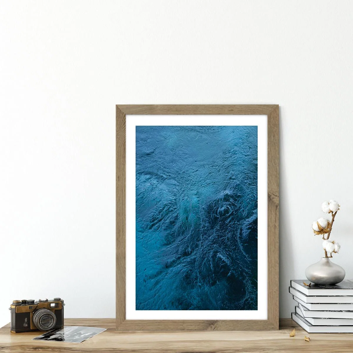 Planets Blue Eye Art Print Oak Frame – image 5