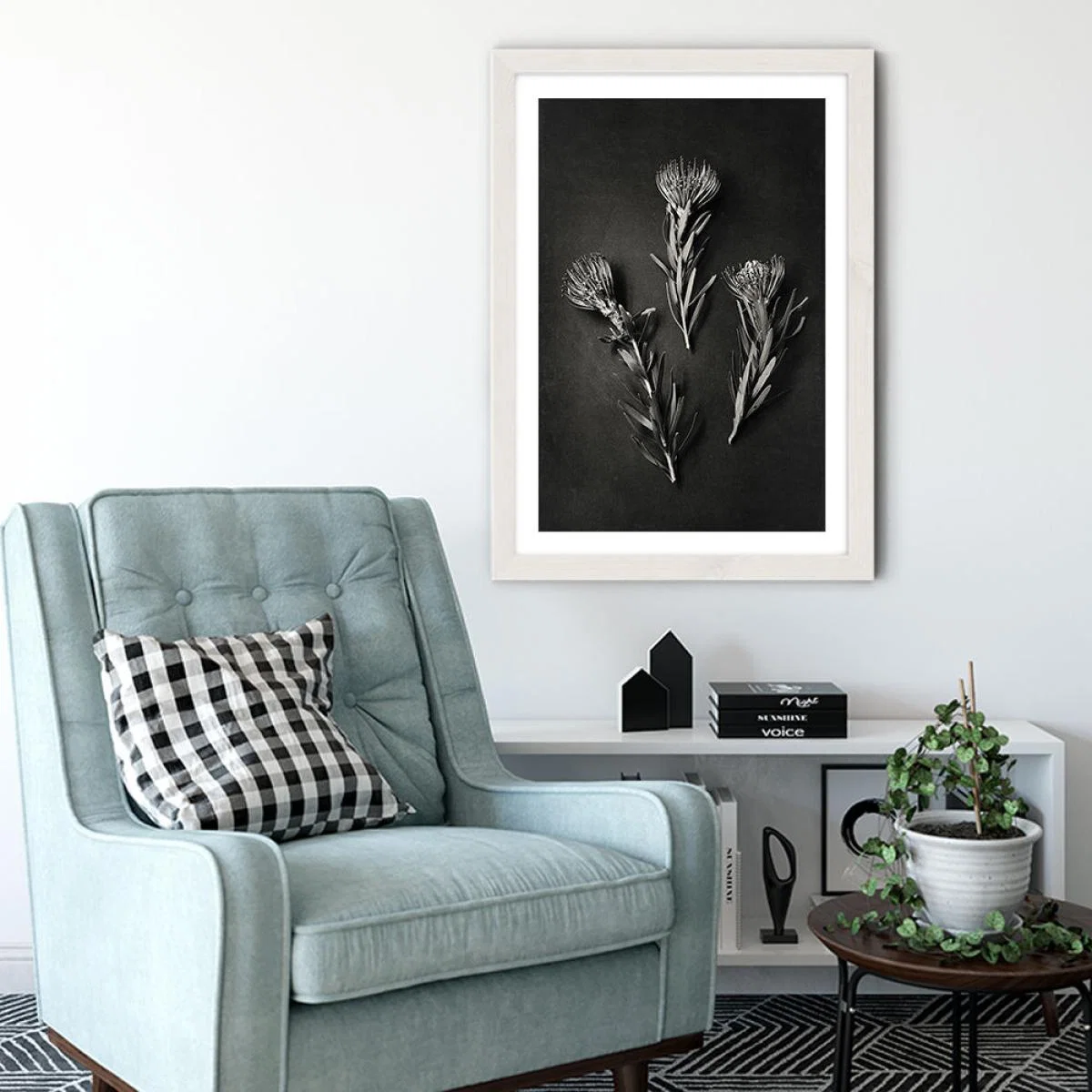 Monochrome Pins 1 Art Print White Frame – image 4
