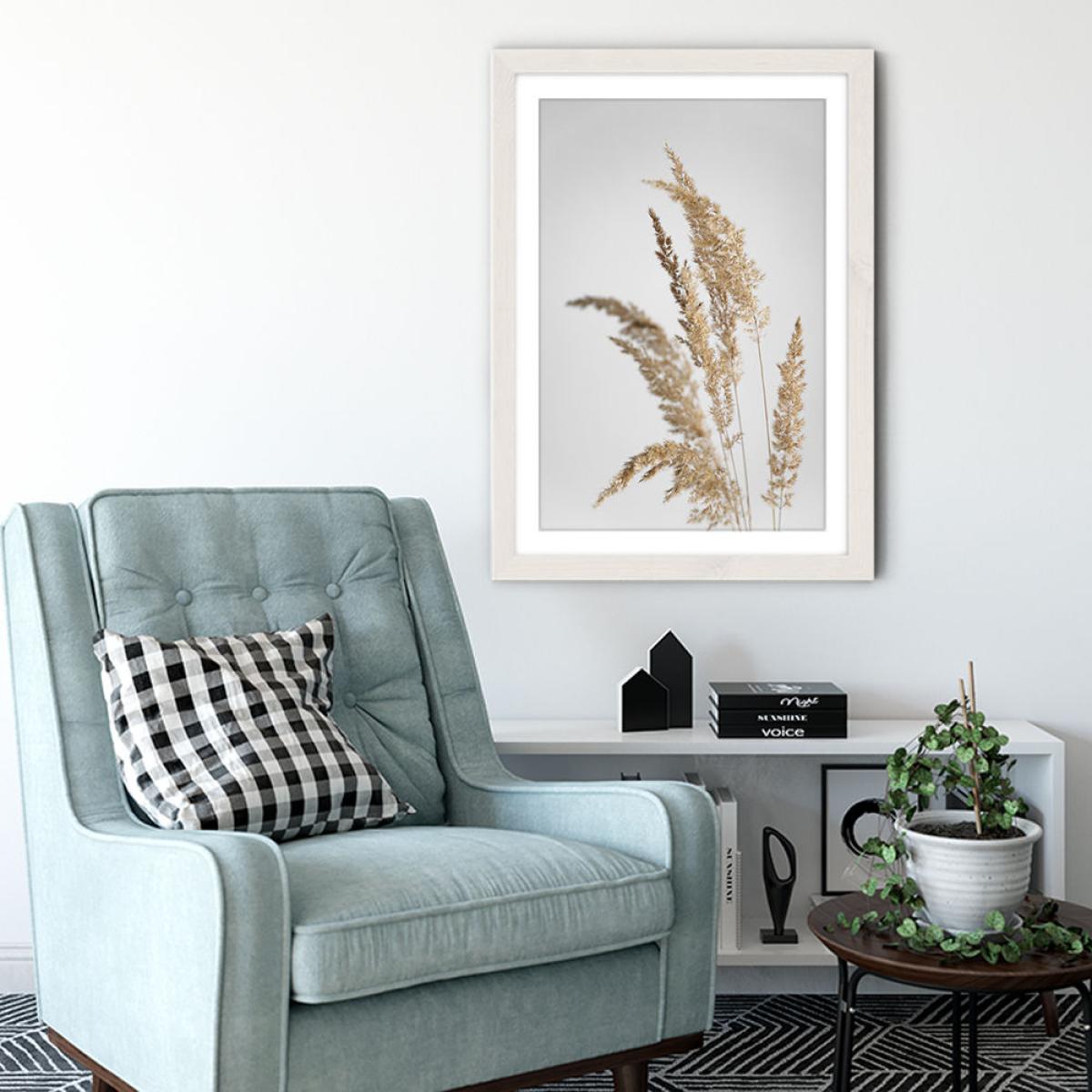 Golden Pampas Grass Art Print White Frame – image 4