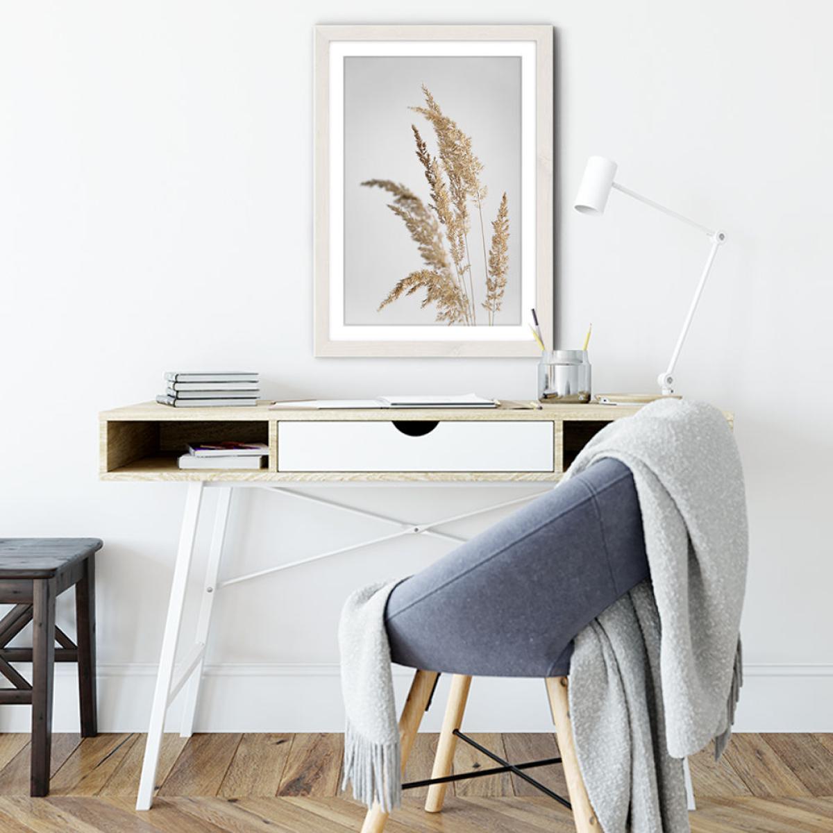 Golden Pampas Grass Art Print White Frame – image 5