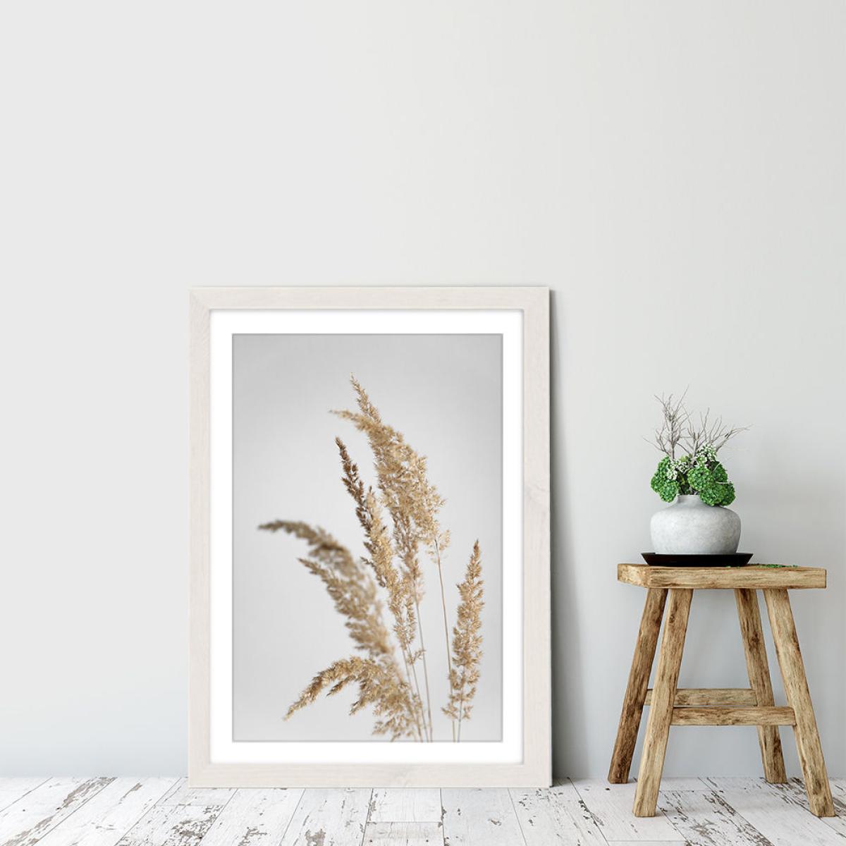 Golden Pampas Grass Art Print White Frame – image 6