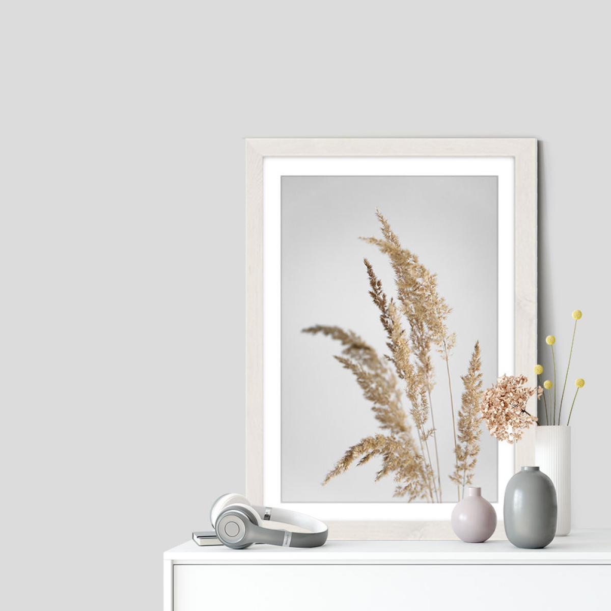Golden Pampas Grass Art Print White Frame – image 7