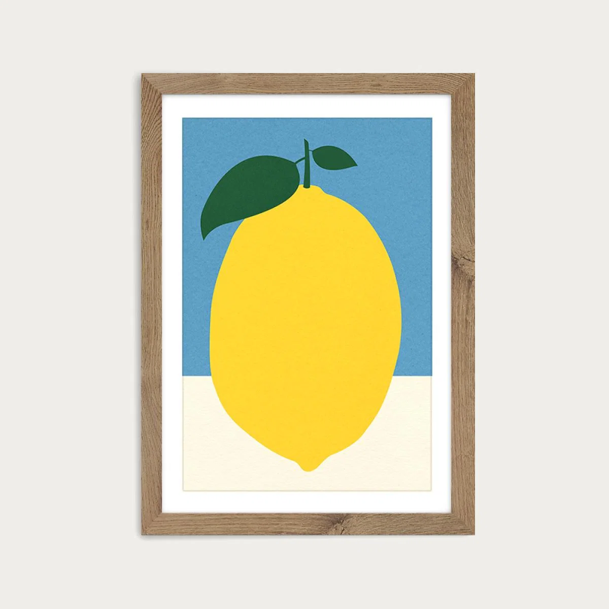 Lemon Art Print Oak Frame – image 1