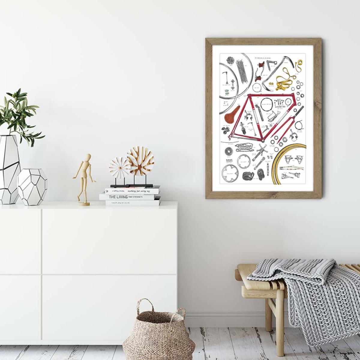 Oak Frame Anatomy Of A Bicycle Art Print – image 3