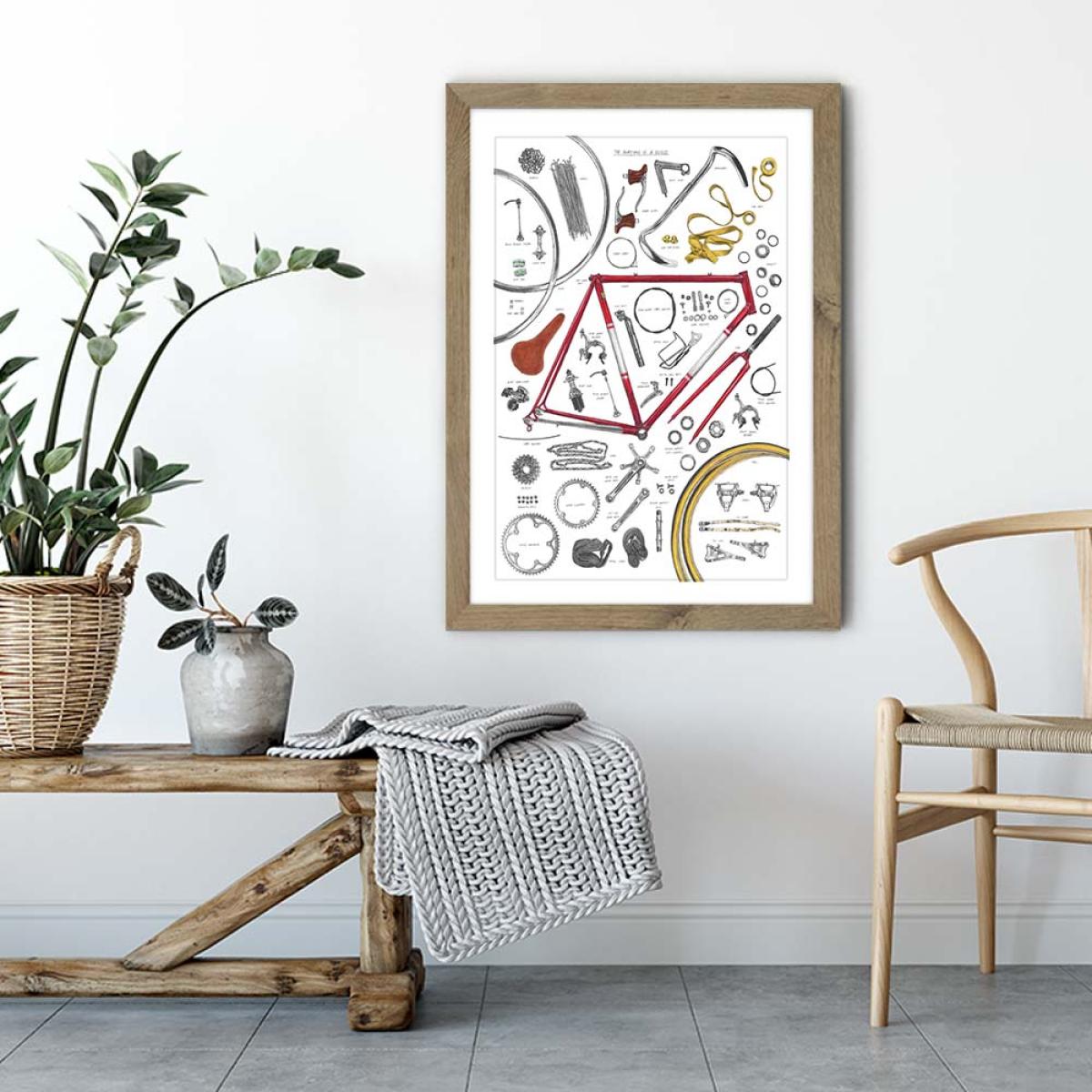 Oak Frame Anatomy Of A Bicycle Art Print – image 4