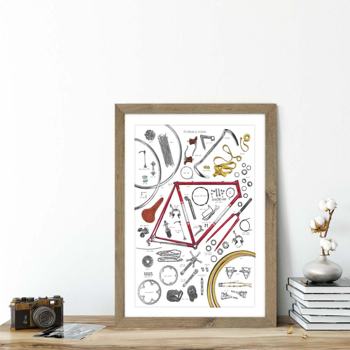 Oak Frame Anatomy Of A Bicycle Art Print – image 5