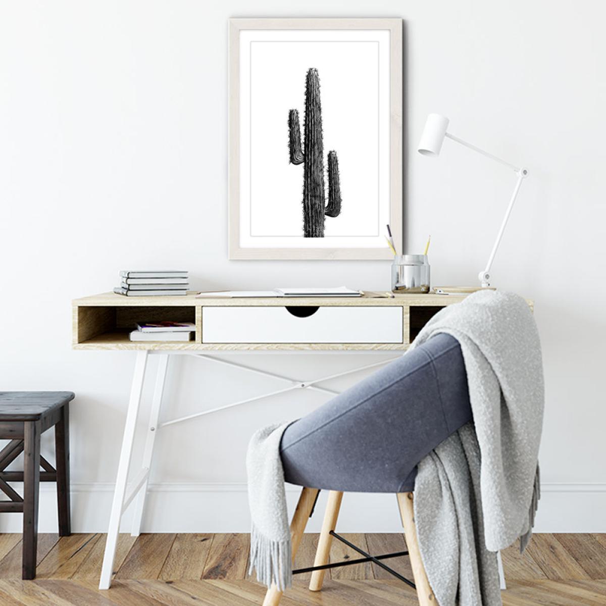 Cactus Black and White 1 Art Print White Frame – image 5