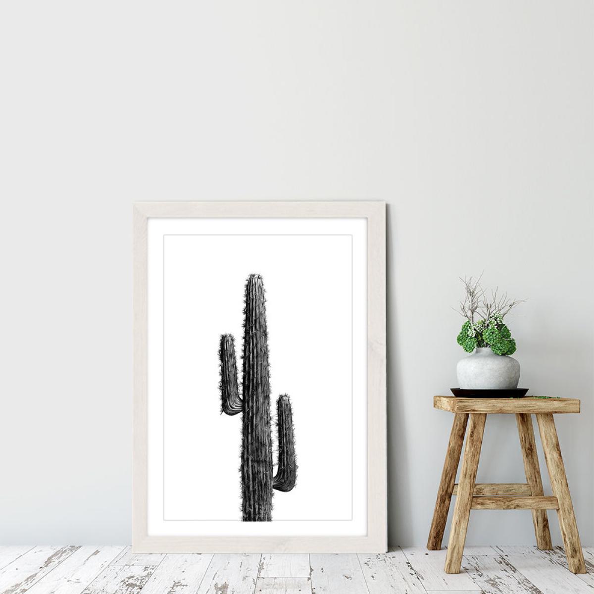 Cactus Black and White 1 Art Print White Frame – image 6