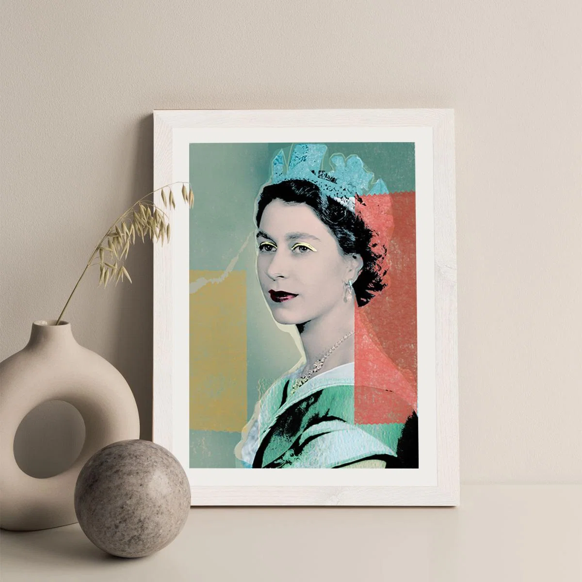 The Queen in Green Art Print White Frame – image 2