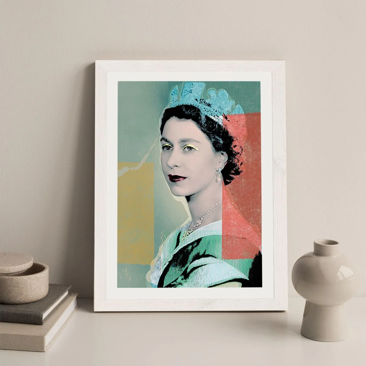 The Queen in Green Art Print White Frame – image 3