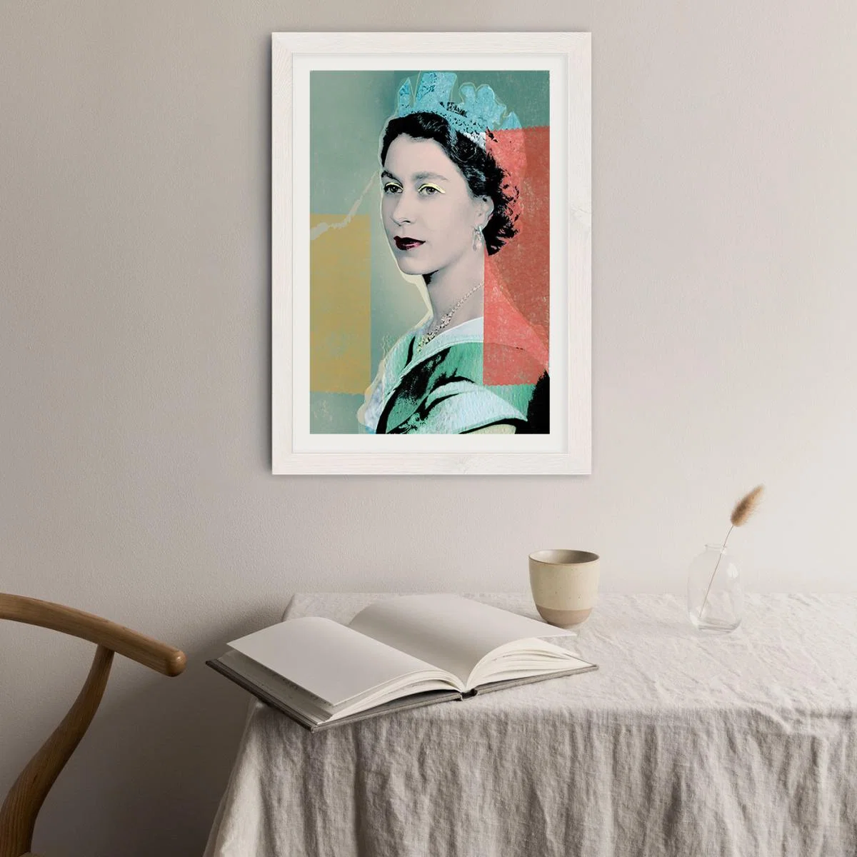 The Queen in Green Art Print White Frame – image 4