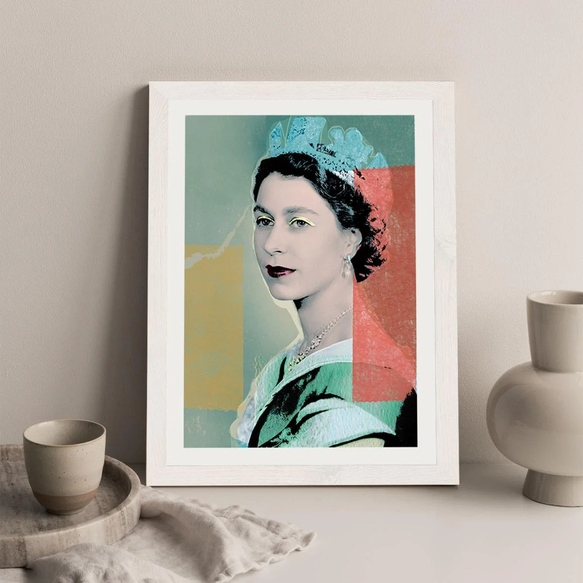 The Queen in Green Art Print White Frame – image 5