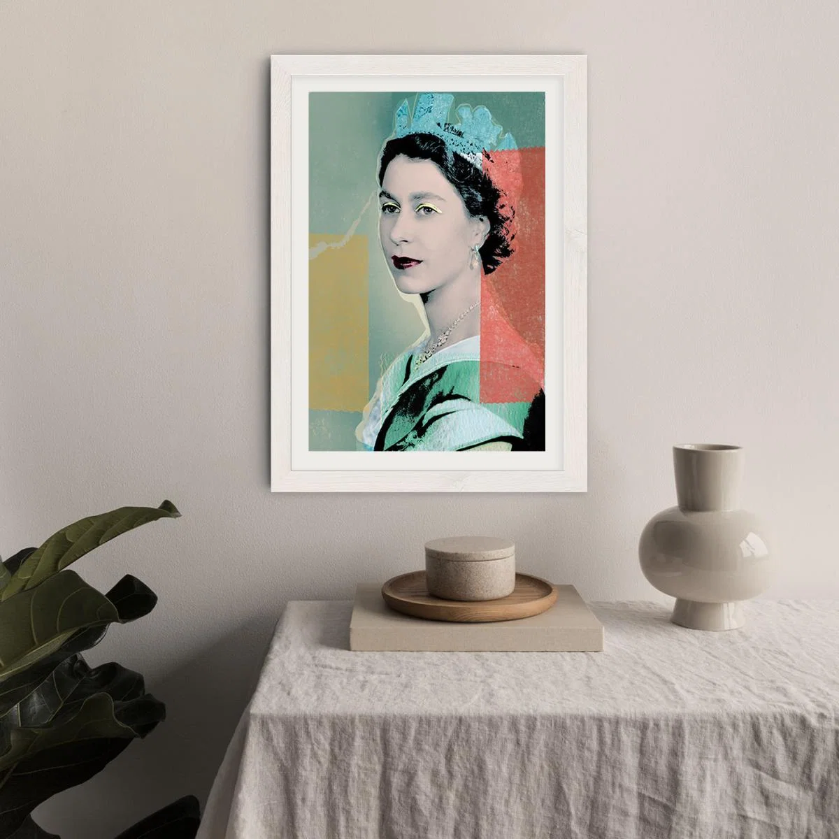 The Queen in Green Art Print White Frame – image 7
