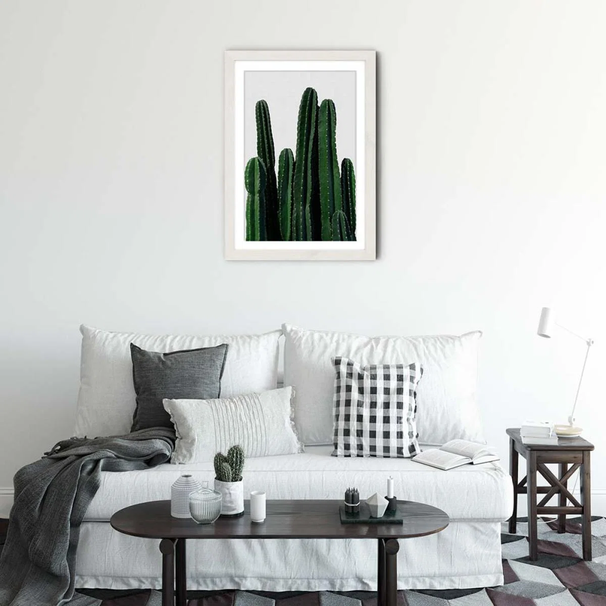 Cactus Art Print White Frame – image 2