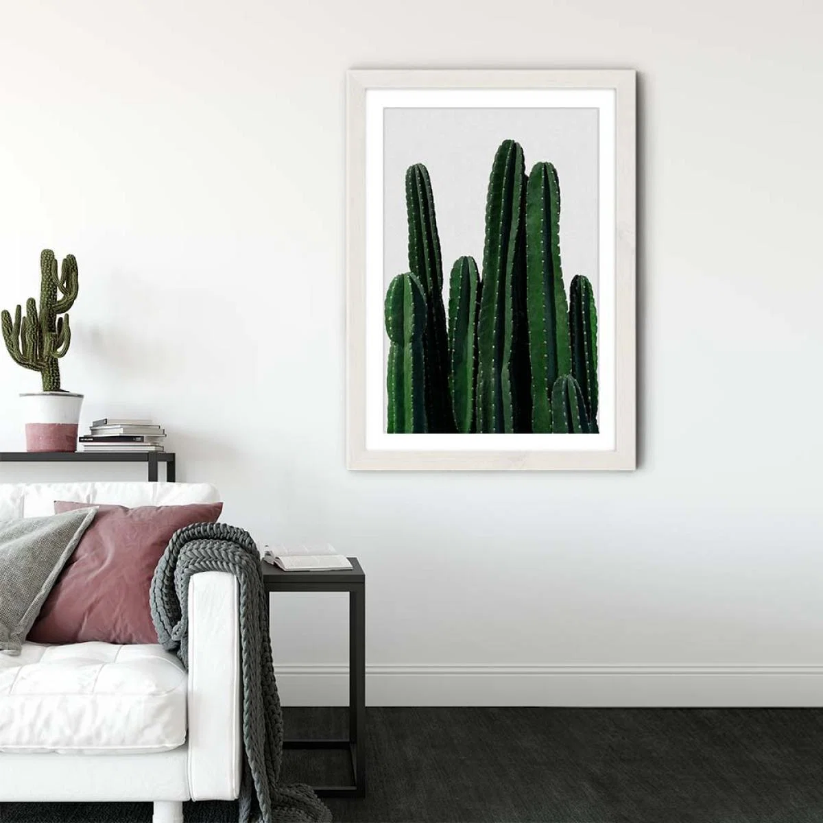 Cactus Art Print White Frame – image 3