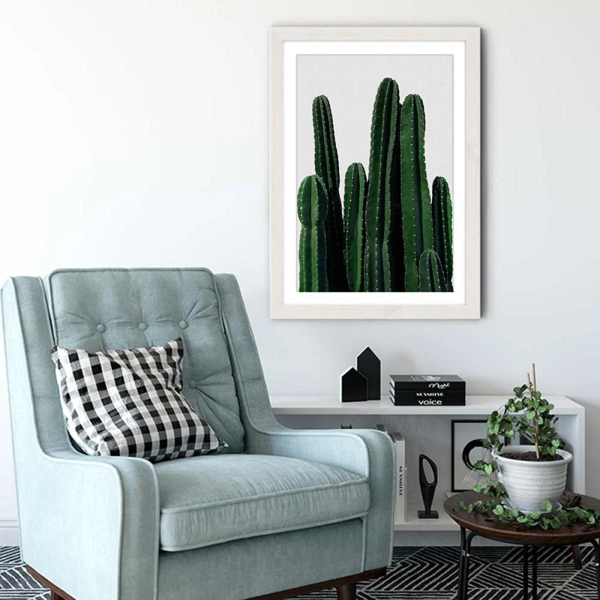 Cactus Art Print White Frame – image 4
