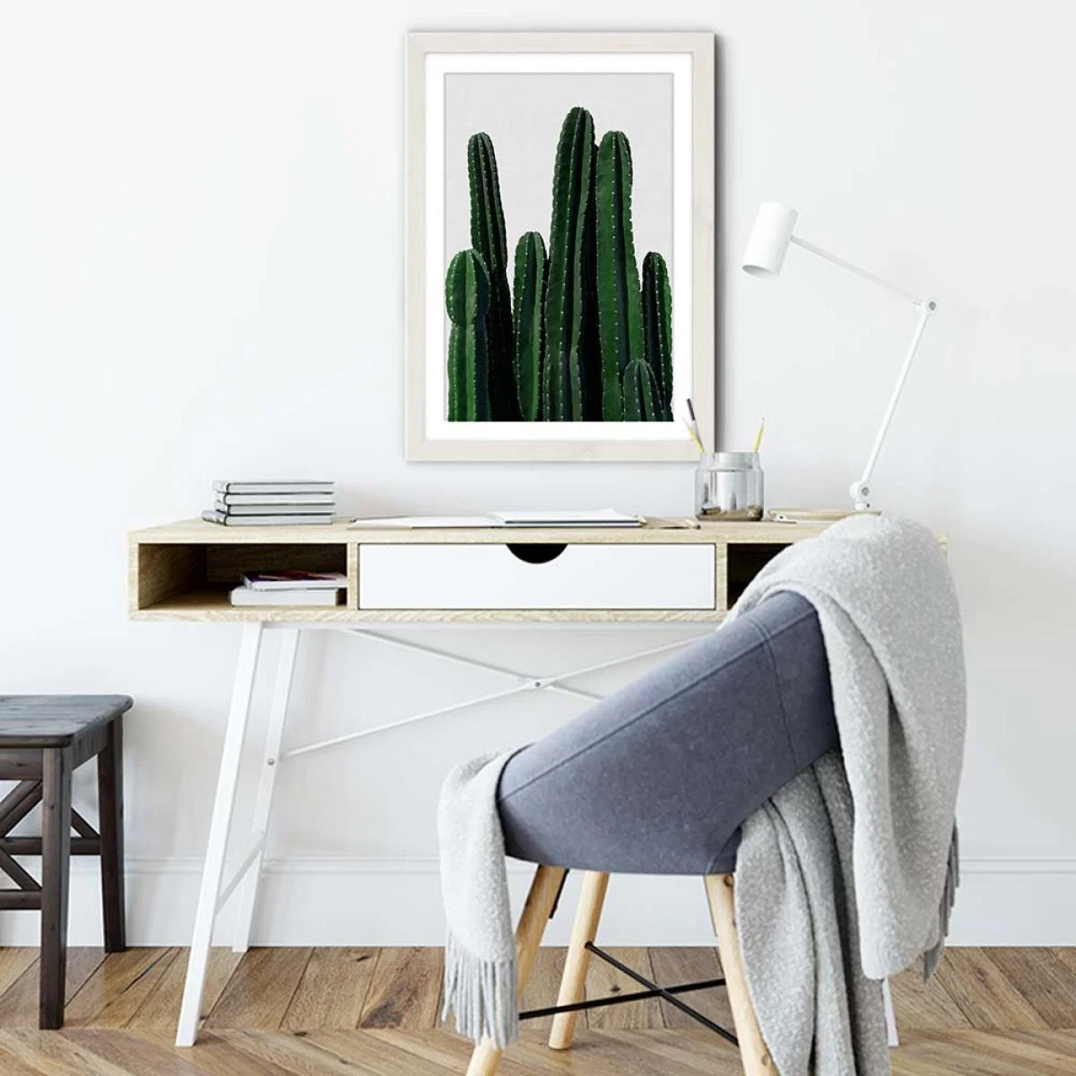 Cactus Art Print White Frame – image 5