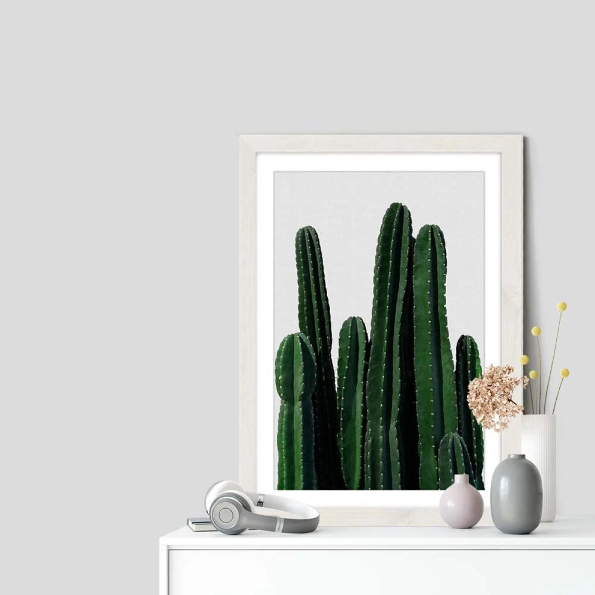 Cactus Art Print White Frame – image 7
