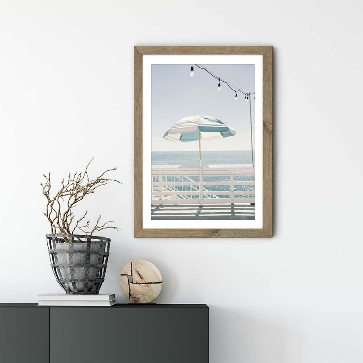 Blue Malibu Single Art Print Oak Frame – image 2