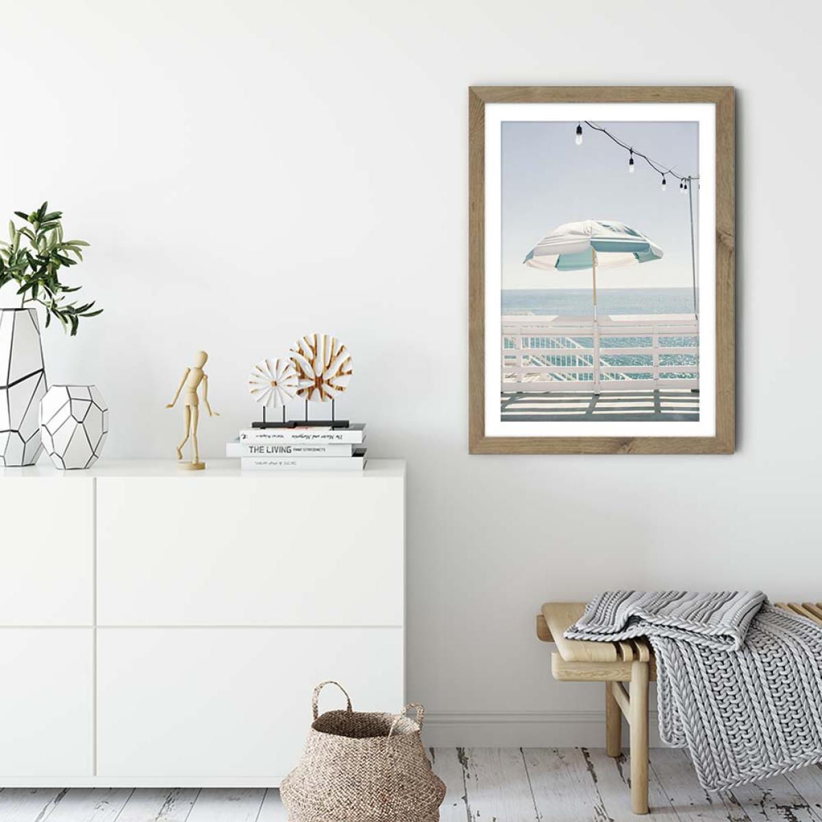 Blue Malibu Single Art Print Oak Frame – image 3
