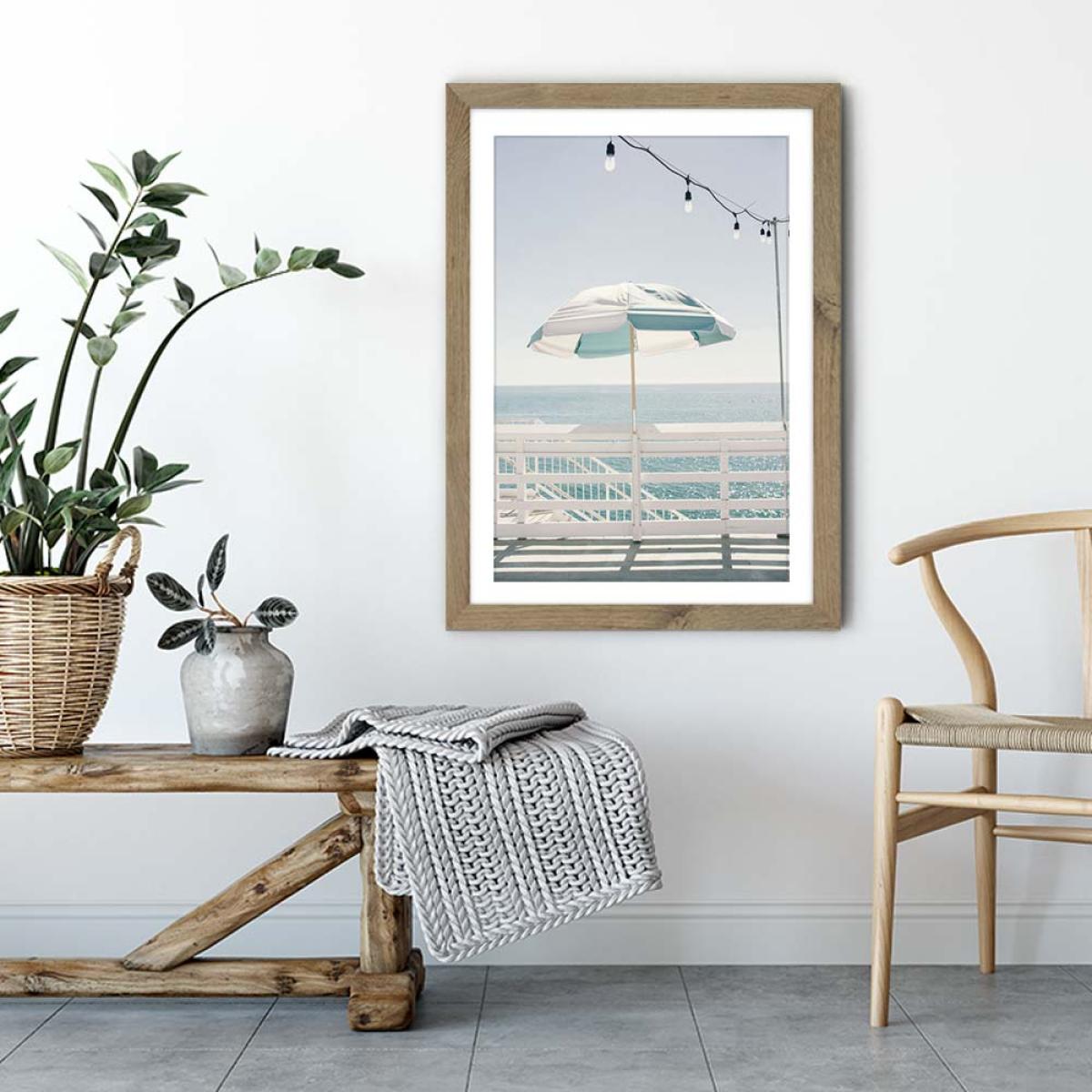 Blue Malibu Single Art Print Oak Frame – image 4