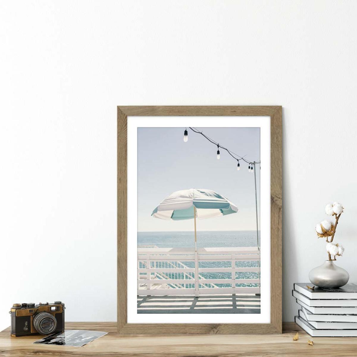 Blue Malibu Single Art Print Oak Frame – image 5