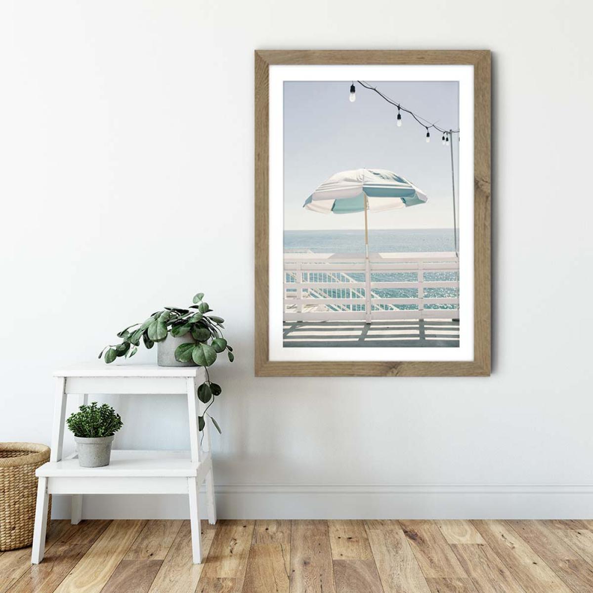 Blue Malibu Single Art Print Oak Frame – image 6