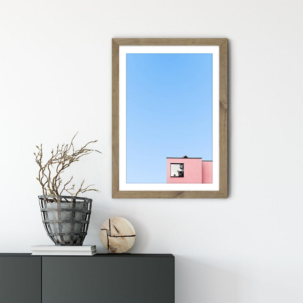 Mirror House Art Print Oak Frame – image 2