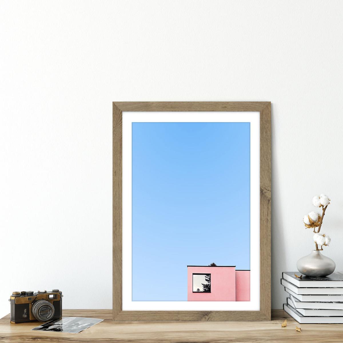Mirror House Art Print Oak Frame – image 3