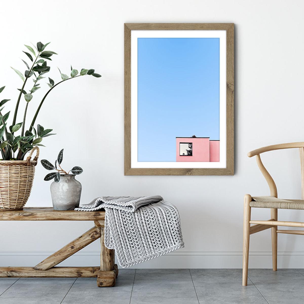 Mirror House Art Print Oak Frame – image 4
