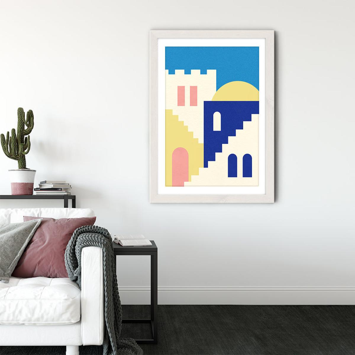 Houses and Stairs of Rabat Art Print White Frame – image 2