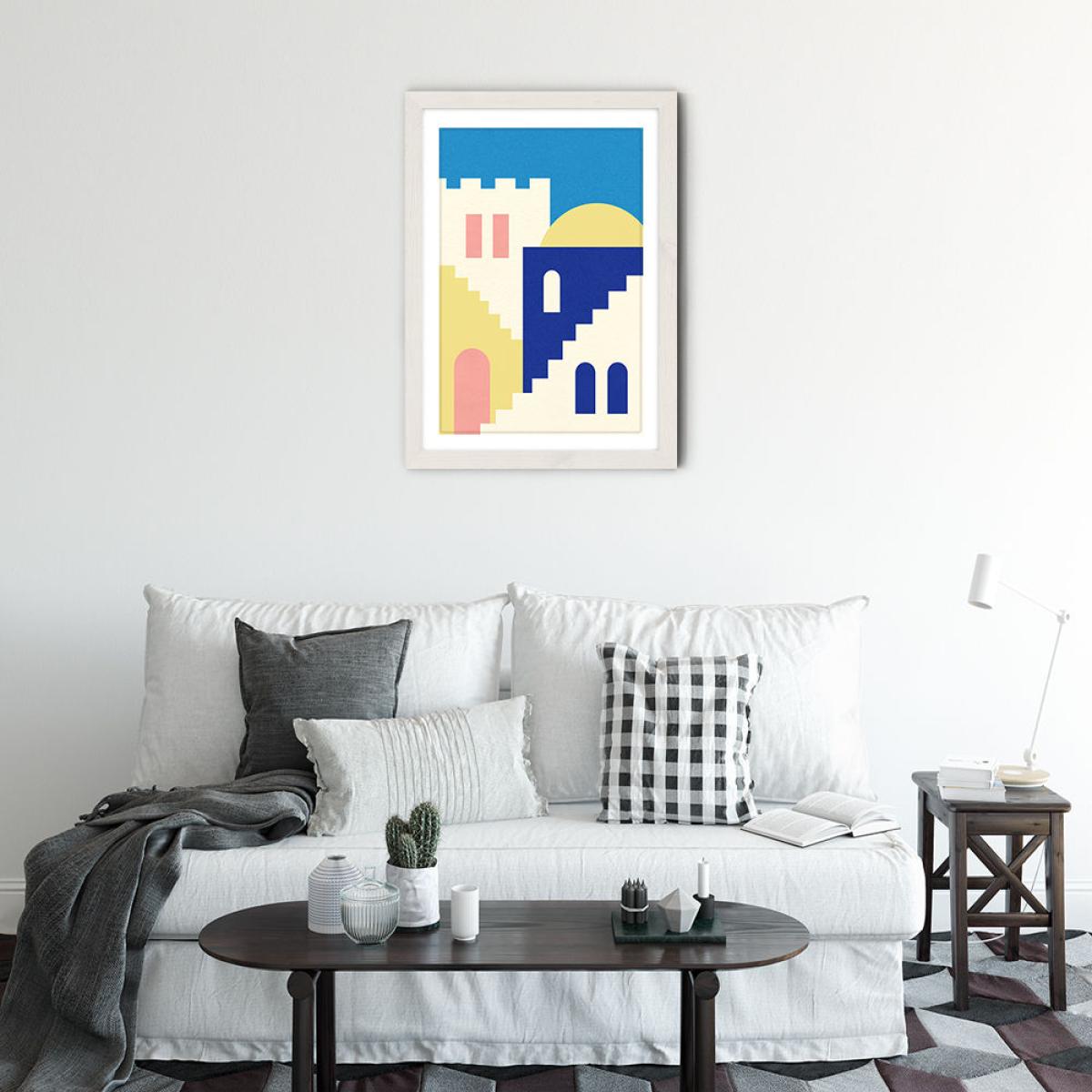 Houses and Stairs of Rabat Art Print White Frame – image 3