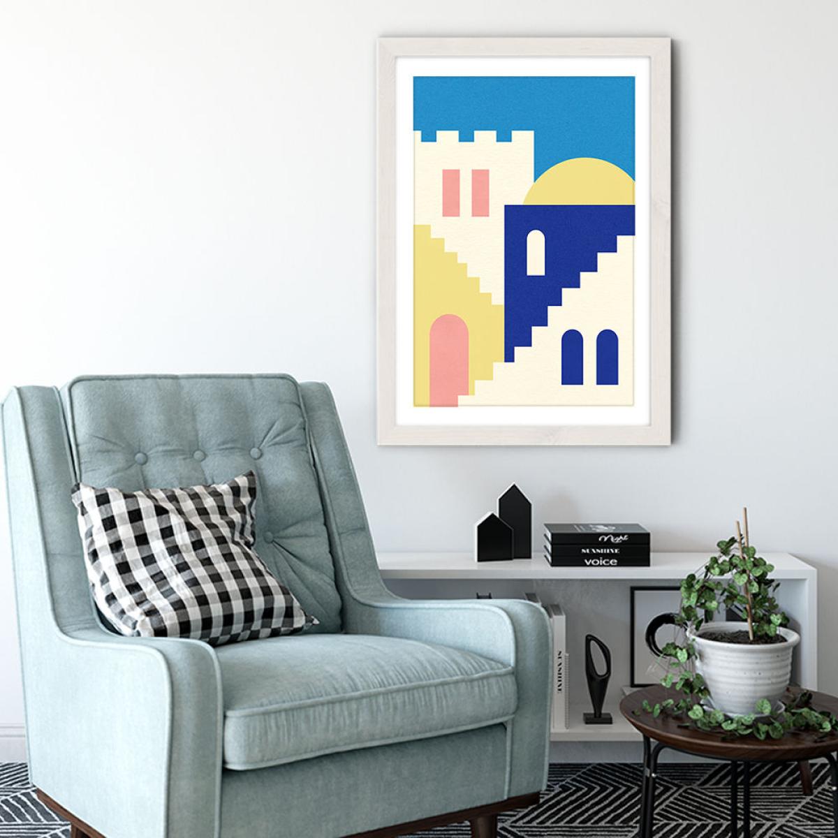 Houses and Stairs of Rabat Art Print White Frame – image 4