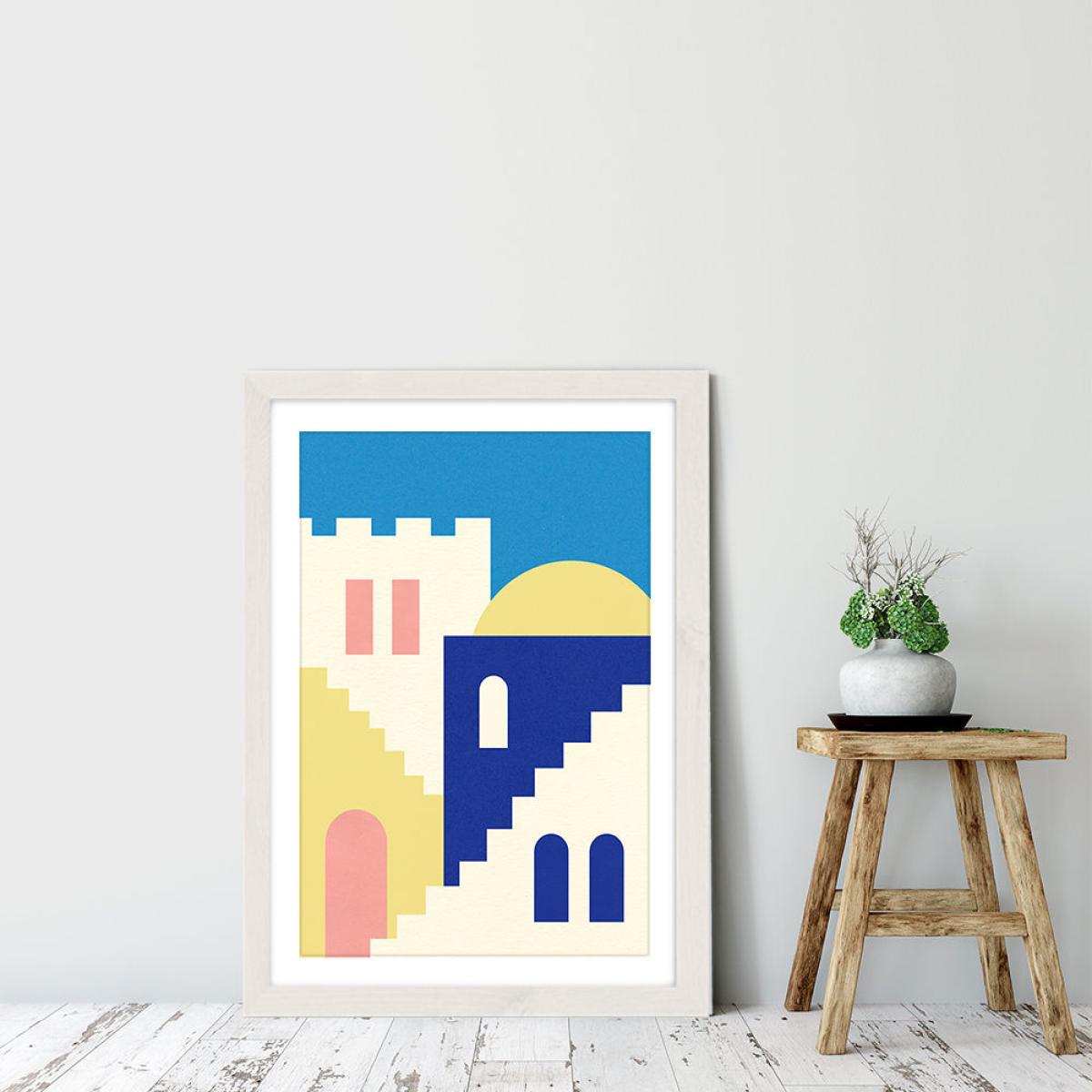 Houses and Stairs of Rabat Art Print White Frame – image 6