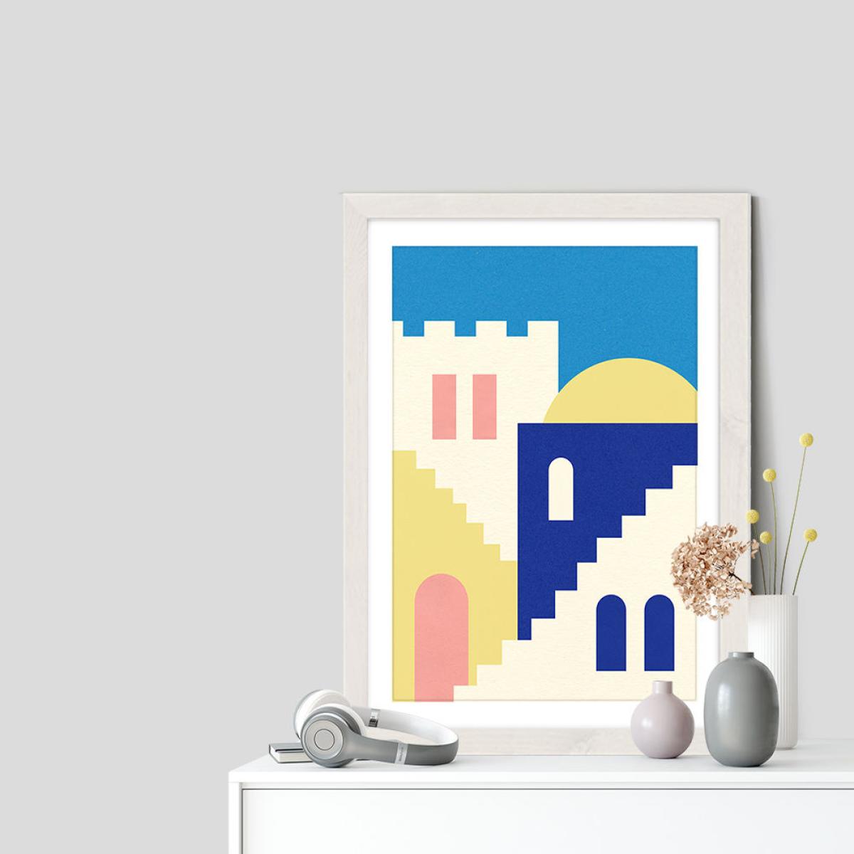 Houses and Stairs of Rabat Art Print White Frame – image 7