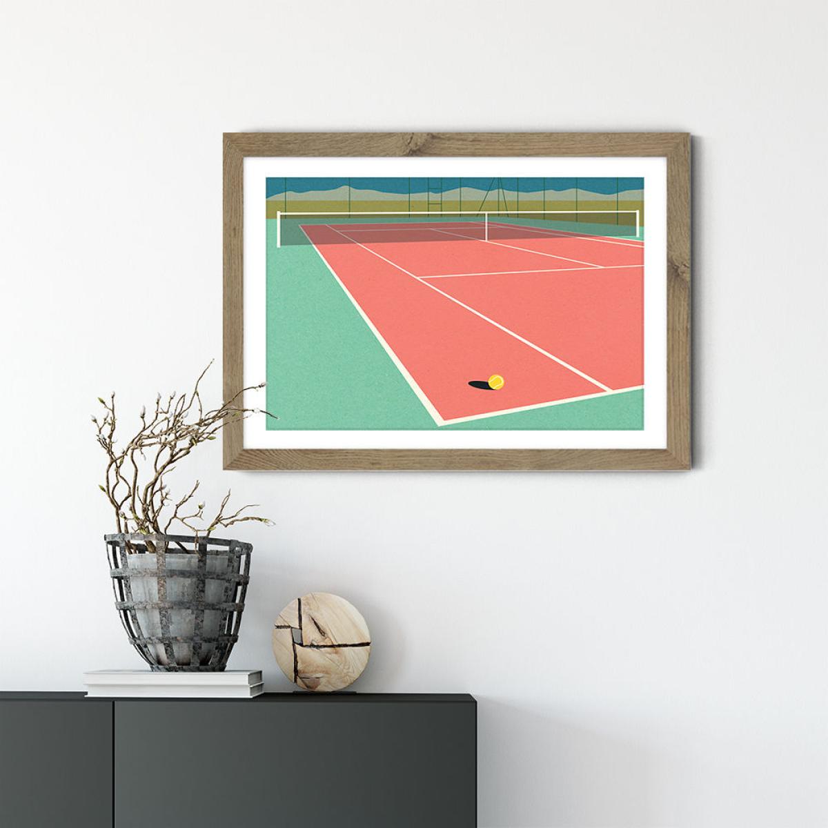 Nevada Tennis Court II Art Print Oak Frame – image 2
