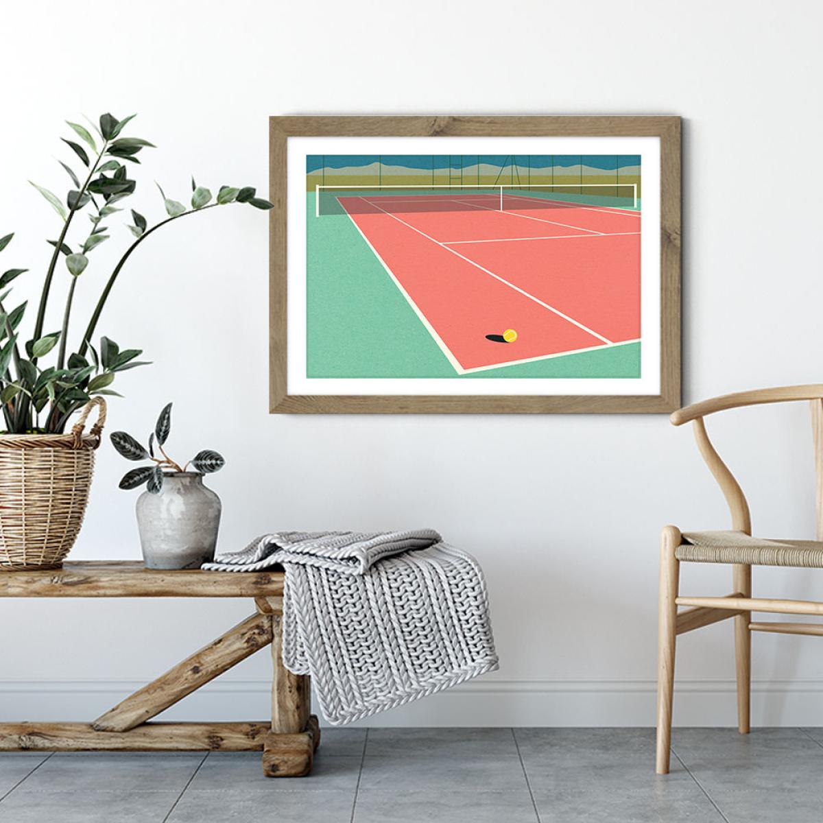 Nevada Tennis Court II Art Print Oak Frame – image 3